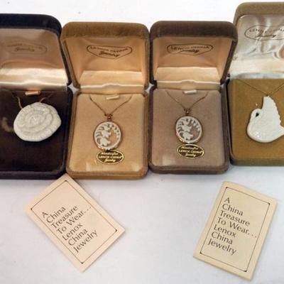 1125	LENOX CHINA JEWELRY INCLUDING 4 NECKLACES,  14K GOLD FILLED
