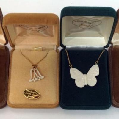 1128	LENOX CHINA JEWELRY INCLUDING 4 NECKLACES,  14K GOLD FILLED
