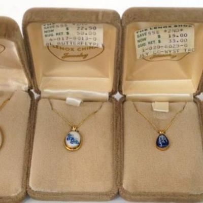 1118	LENOX CHINA JEWELRY INCLUDING 4 NECKLACES,  14K GOLD FILLED
