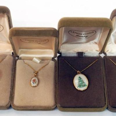 1127	LENOX CHINA JEWELRY INCLUDING 4 NECKLACES,  14K GOLD FILLED
