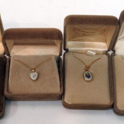 1122	LENOX CHINA JEWELRY INCLUDING 4 NECKLACES,  14K GOLD FILLED
