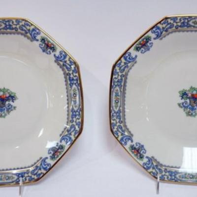 1139	2 LENOX AUTUMN GOLD LARGE 17 3/4 IN OCTAGONAL CHINA SERVING TRAYS
