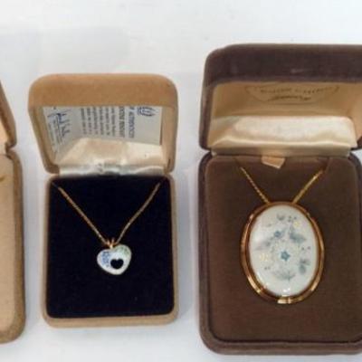 1121	LENOX CHINA JEWELRY INCLUDING 4 NECKLACES,  14K GOLD FILLED
