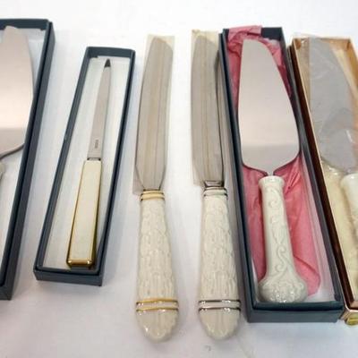 1137	LENOX CHINA GROUP OF 6 ASSORTED CAKE KNIVES, SERVERS & LETTER OPENER
