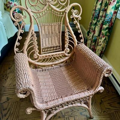 Pink wicker chair