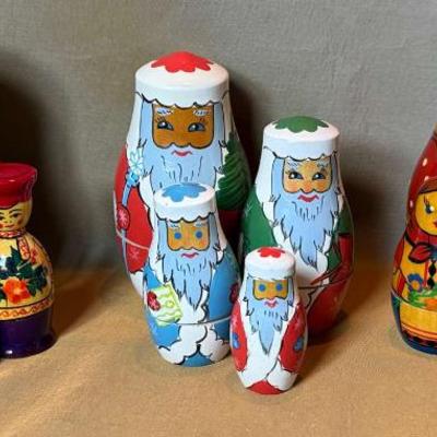 Matryoshka dolls or russian nesting dolls three sets