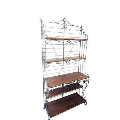 Lot #20 - Vintage Iron and Wood Bakers Rack Shelf Unit