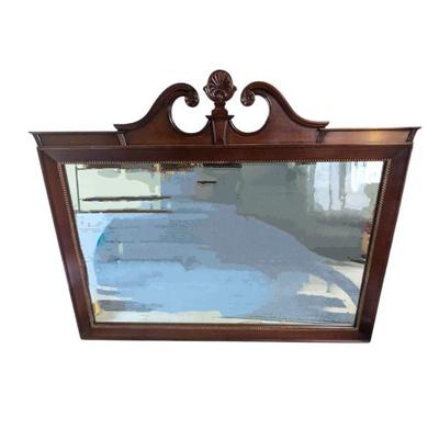 Lot #297 - Huge Vintage Ornate Wall Mirror with Decorative Carvings