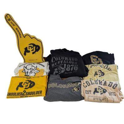 Lot #284 - Colorado Buffaloes Fan Gear Collection Including Shirts, Hoodies, and Foam Finger