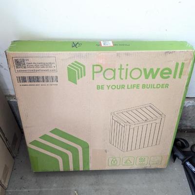 Lot #309 - New in Box 32 Gallon Patiowell Plastic Deck Box - Stylish and Functional Outdoor Organizer