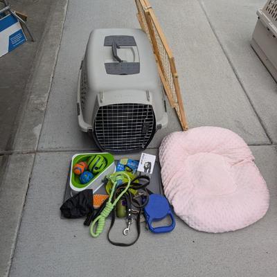Lot #299 - Pet Carrier, Doggy Bed, and Accessories Bundle