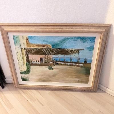 Lot #69 - Taverna a Posillipo, Italy, Signed Framed Oil Painting by G Capasso