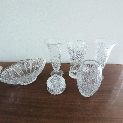 Lot #87 - Crystal Glassware Lot - Assorted Vases and Dishes
