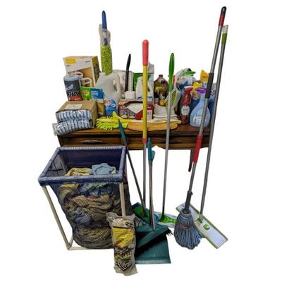 Lot #291 - Cleaning Supplies and Tools - Mops, Brooms, and More