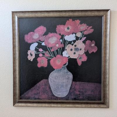 Lot #118 - Large Framed Still Life Painting- Pot Of Flowers by Beverly Jean