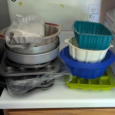 Lot #52 - Baking Pans & Molds Lot - Assorted Bakeware Including Muffin Pans, Silicone Molds, and More.