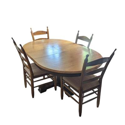 Lot #25 - Vintage Wooden Dining Table and 4 Chairs Set