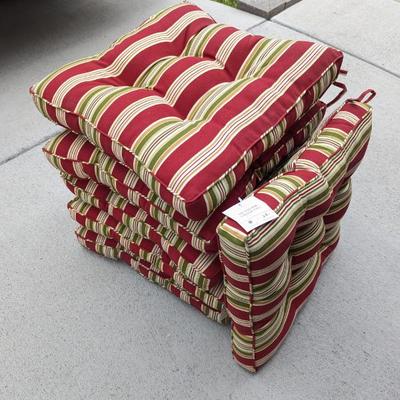 Lot #308 - New With Tags Colorful Striped Outdoor Chair Pads Cushions Set of 6