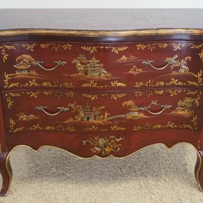 1183	CINOISERIE ASIAN STYLE 2 DRAWER CONTEMPORARY CHEST WITH GILT ACCENTS AND TRIM, APPROXIMATELY 44 IN X 20 IN X 33 IN H
