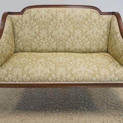 1195	ITALIAN UPHOLSTERED LOVE SEAT WITH REEDED COLUMN LEGS, APPROXIMATELY 50 IN X 24 IN X 37 IN H
