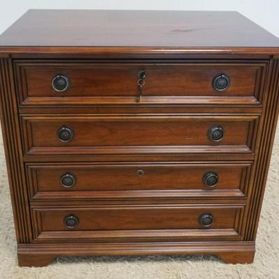 1180	HOOKER 2 DRAWER LATERIAL FILE CABINET WITH REEDED COLUMN SIDES, DRAWER HAS KEY, APPROXIMATELY 32 IN X 24 IN X 31 IN H
