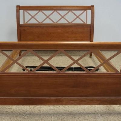 1225	HARDEN SOLID CHERRY BED WITH METAL LATTICE WORK ACCENT PANELS, APPROXIMATELY 63 IN X 94 IN X 45 IN H
