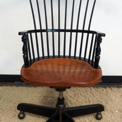 1265	DUCKLOE BROS FAN BACK WINDSOR SWIVEL OFFICE CHAIR, APPROXIMATELY 27 IN X 18 IN X 47 IN H
