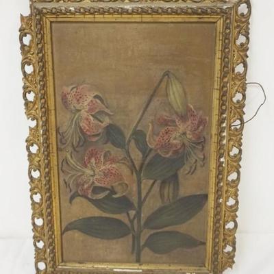 1150	ANTIQUE OIL PAINTING ON CANVAS, STILL LIFE, LOSS TO FRAME, APPROXIMATELY 14 IN X 20 IN OVERALL
