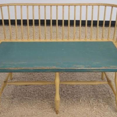 1263	DAVID T. SMITH & CO. BENCH MADE WINDSOR STYLE SETTEE, APPROXIMATELY 46 IN X 19 IN X 30 IN H
