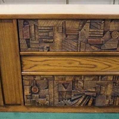 1268	MID CENTURY MODERN LANE STACCATO SERVER HAVING 2 DRAWERS AND 1 DOOR, APPROXIMATELY 54 IN X 18 IN X 31 IN H
