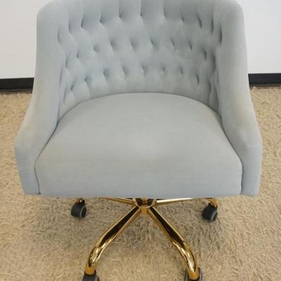 1252	VELOUR TUFTED BACK UPHOLSTERED SWIVEL CHAIR, SOME FADING, APPROXIMATELY 25 IN X 23 IN X 34 IN H
