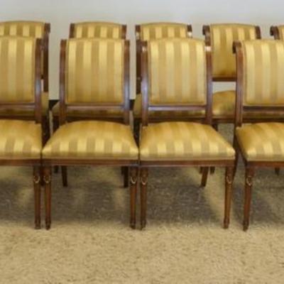 1210	SET OF 12 ARMUNDO COLLECTION ITALY, DINING ROOM CHAIRS WITH GILT DRAPED ACCENTS, SOME WITH MILD STAINING
