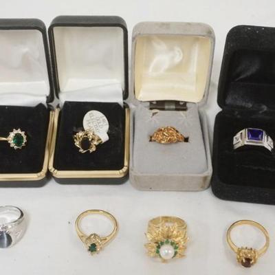 1167	8 LADIES DESIGNER RINGS, SOME MARKED BY DESIGNER AND GOLD FILLED
