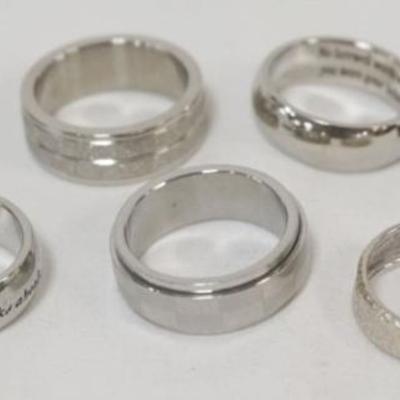1164	7 LADIES DESIGNER BAND RINGS, MANY MARKED 
