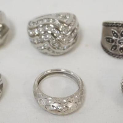 1170	8 LADIES DESIGNER RINGS, SOME MARKED BY DESIGNER, 4 ARE APPROXIMATELY SIZE 9, ONE IS APPROXIMATELY SIZE 8 1/2 AND THE LAST IS...