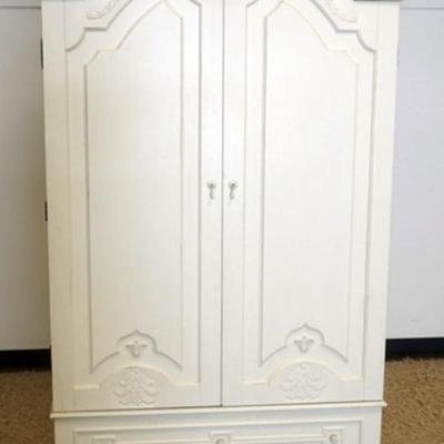 1218	ARCHED TOP DOUBLE PANEL DOOR WARDROBE WITH LOWER DRAWER, 2  INTERIOR ADJUSTABLE SHELVES AND BAR, APPROXIMATELY 49 IN X 23 IN X 80 IN H
