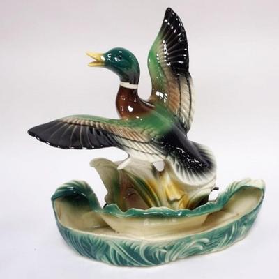 1124	MALLARD DUCK MID CENTURY MODERN TV LAMP AND PLANTER, LANE & CO. VAN NUYS CA. APPROXIMATELY 16 IN X 7 IN X 10 IN H
