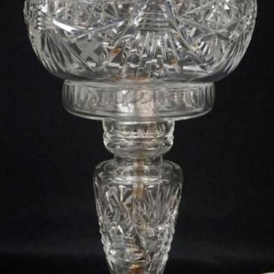 1141	CUT GLASS FAIRY LAMP, APPROXIMATELY 13 IN H
