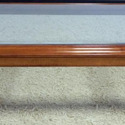 1235	LANE SOLID CHERRY INSET BEVELED EDGE GLASS TOP COCKTAIL TABLE, APPROXIMATELY 1236	L. HITCHCOCK STENCILED DINETTE SET WITH DROP LEAF...