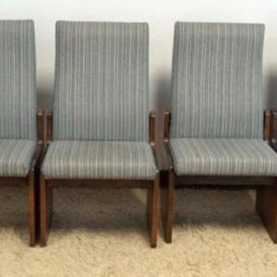 1270	MID CENTURY MODERN LANE STACCATO DINING ROOM CHAIRS, 6 CHAIRS WITH 2 ARM AND 4 SIDE, SOME VENEER LOSS ON BASES
