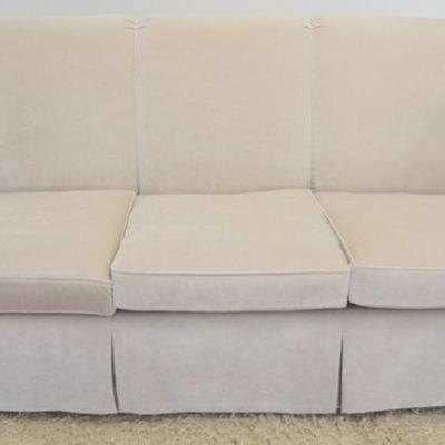 1187	UPHOLSTERED WING BACK BENCH STYLE SETTEE, APPROXIMATELY 84 IN X 48 IN X 38 IN H
