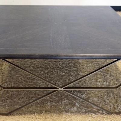 1212	GABBY BY GABBY HOME COCKTAIL TABLE OAK TOP ON METAL BASE, APPROXIMATELY 48 IN SQ X 19 IN H
