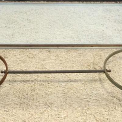 1258	METAL FRAMED GLASS TOP COCKTAIL TABLE, APPROXIMATELY 24 IN X 49 IN X 17 IN H
