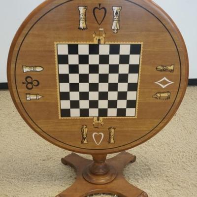 1253	ROCKPORT FLIP TOP CHESS TABLE, APPROXIMATELY 38 IN D X 29 IN H
