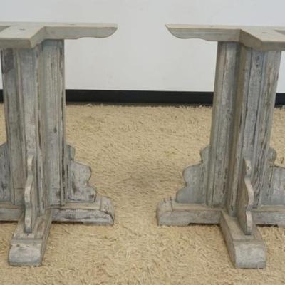 1255	PAIR OF WOOD TABLE BASES, EACH APPROXIMATELY 22 IN X 13 IN  28 IN H
