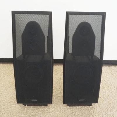 1173C	DAHLQUIST SPEAKERS IN NEED OF NEW SURROUNDS, EACH APPROXIMATELY 15 IN X 11 IN X 41 IN HIGH
