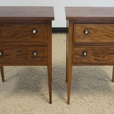 1206	PAIR OF MAHOGANY 2 DRAWER BEDSIDE STANDS, EACH APPROXIMATELY 21 IN X 14 IN X 30 IN H
