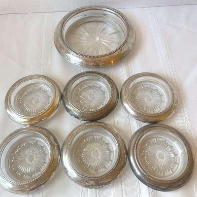 Sterling Silver Coaster Set And Wine Coaster