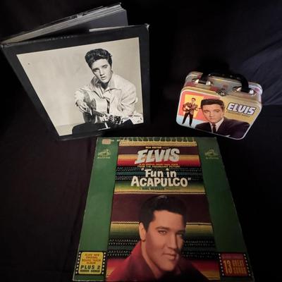 Lot 211: Elvis Album Collection, Hardcover Book And Collectors Lunch Box 
