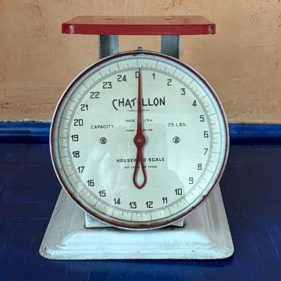 Lot #129 - Vintage Chatillon 25 lb Platform Analog Dial Kitchen Household Scale